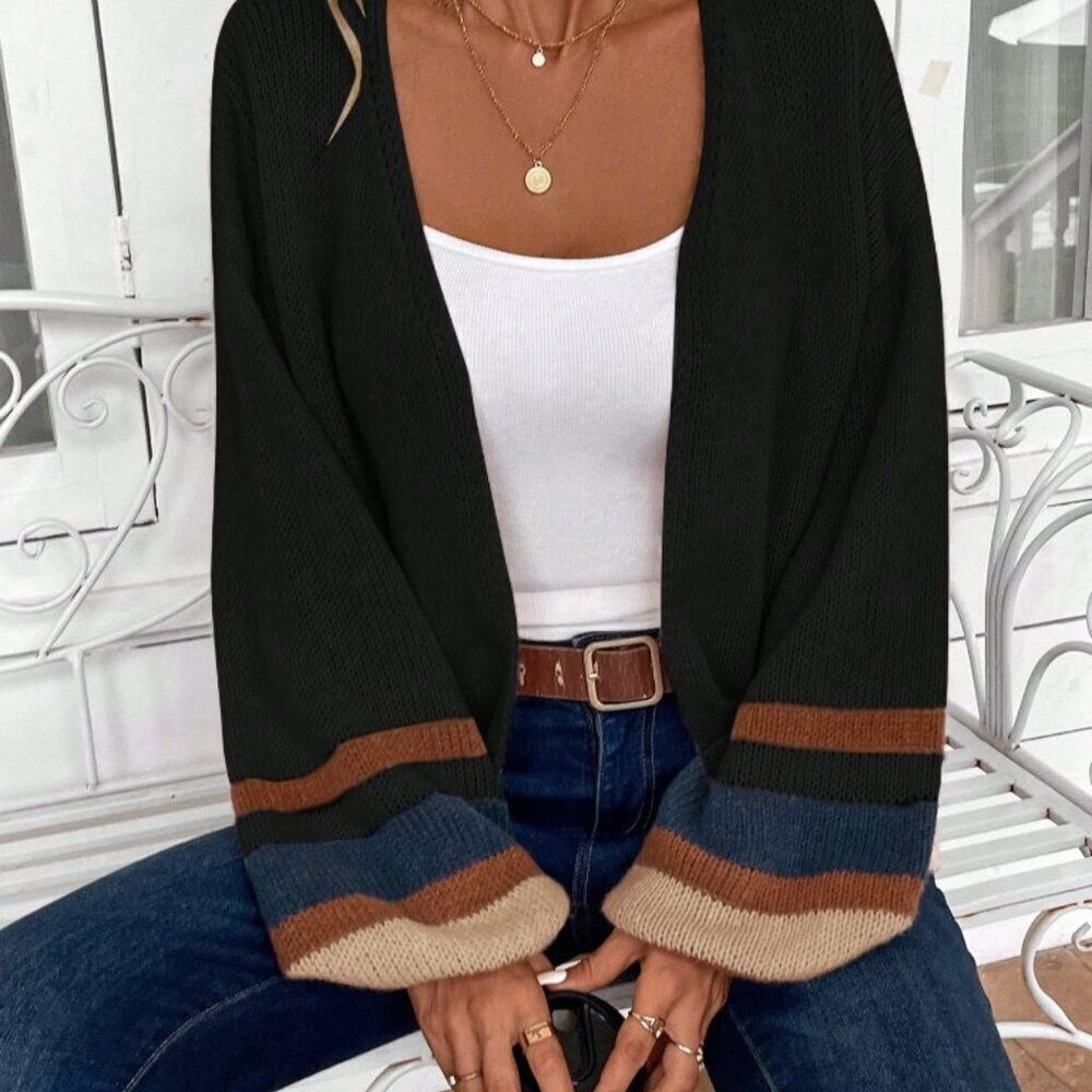 Multicolor Casual Women's Spliced Long Sleeve Cardigan